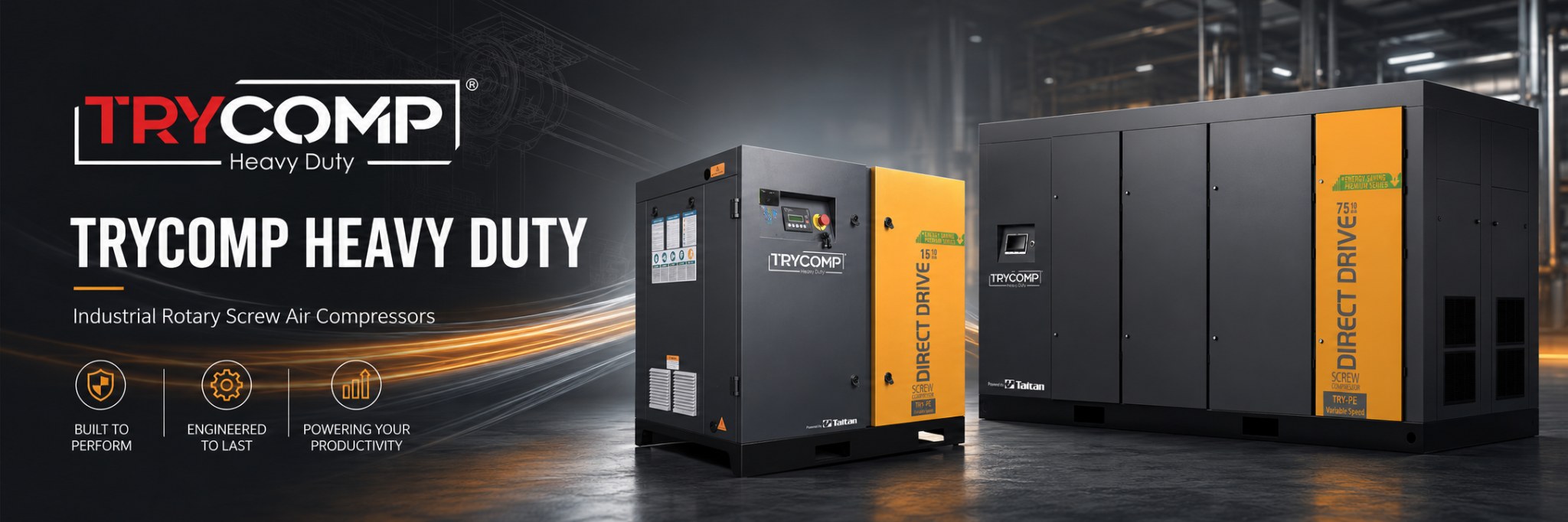 Air compressor supplier Durban KwaZulu-Natal - TryComp Heavy Duty rotary screw compressor banner